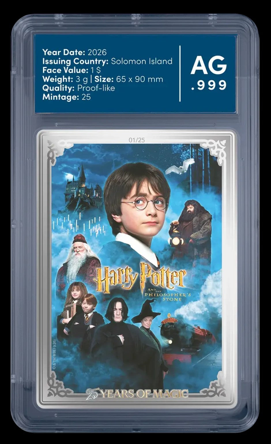 Harry Potter 25 Years of Magic Sanctuary Movie Poster 3g Feinsilber Karte limitiert auf 25