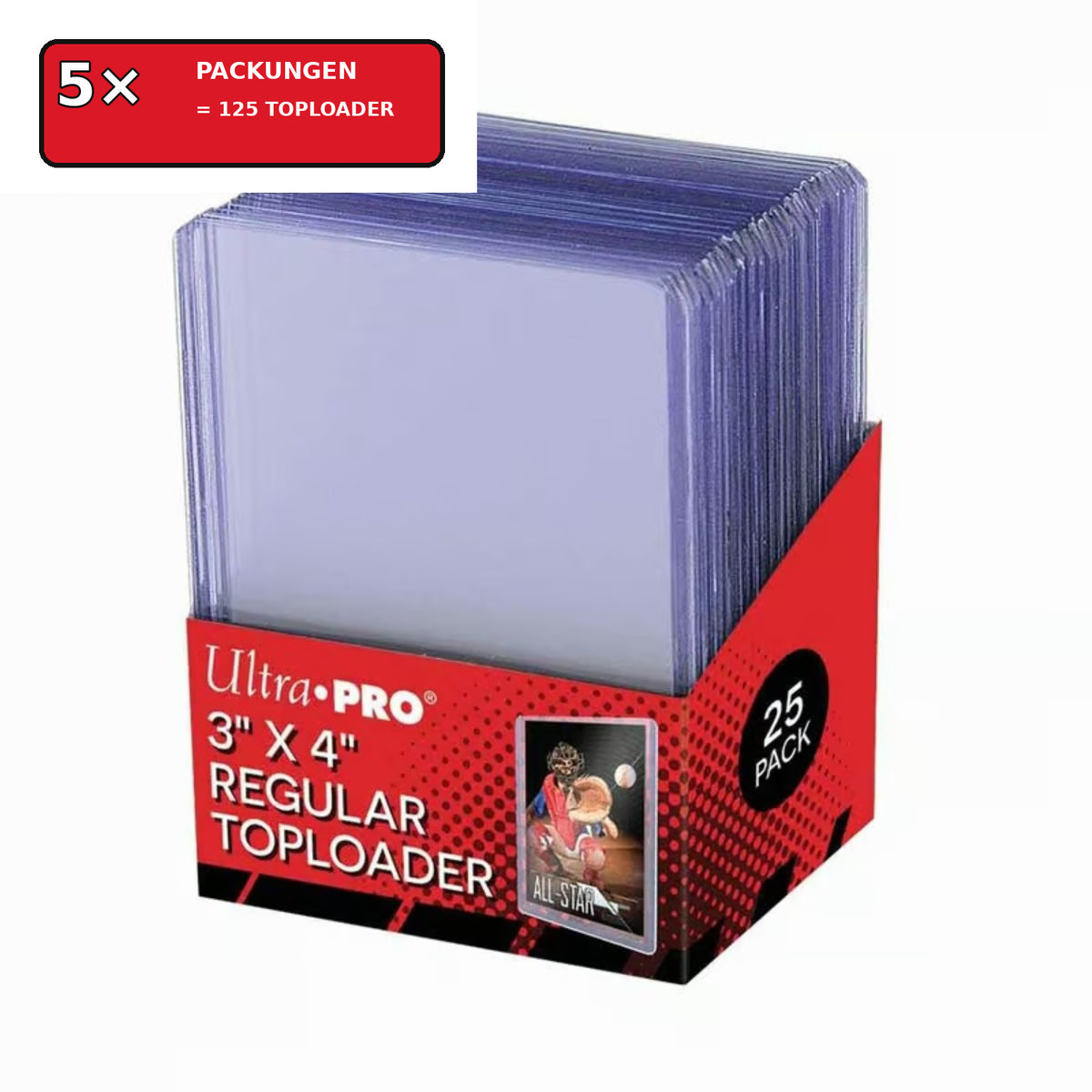 Ultra PRO Clear Regular Toploader 5er Set – 5 Packungen à 25, insgesamt 125 Toploader